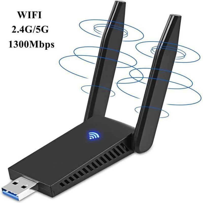 TEMU Clé USB WiFi - Leytn® - 1300Mbps - Antenne 5dBi - USB 3.0 - Compatible Windows/Mac/
