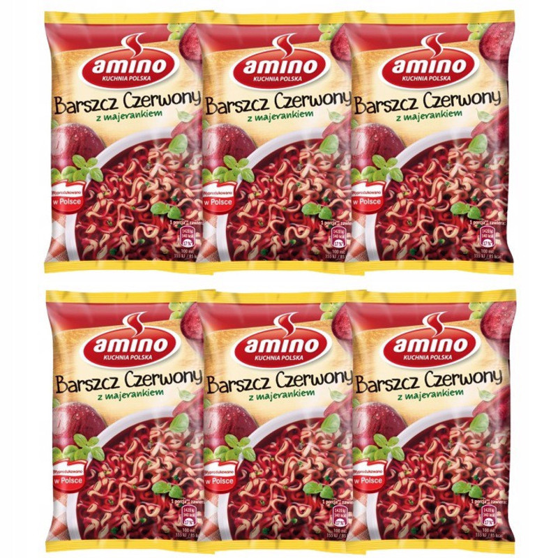 Image of Amino Instant Red Borscht Soup With Marjoram 66 G X 6 Pieces