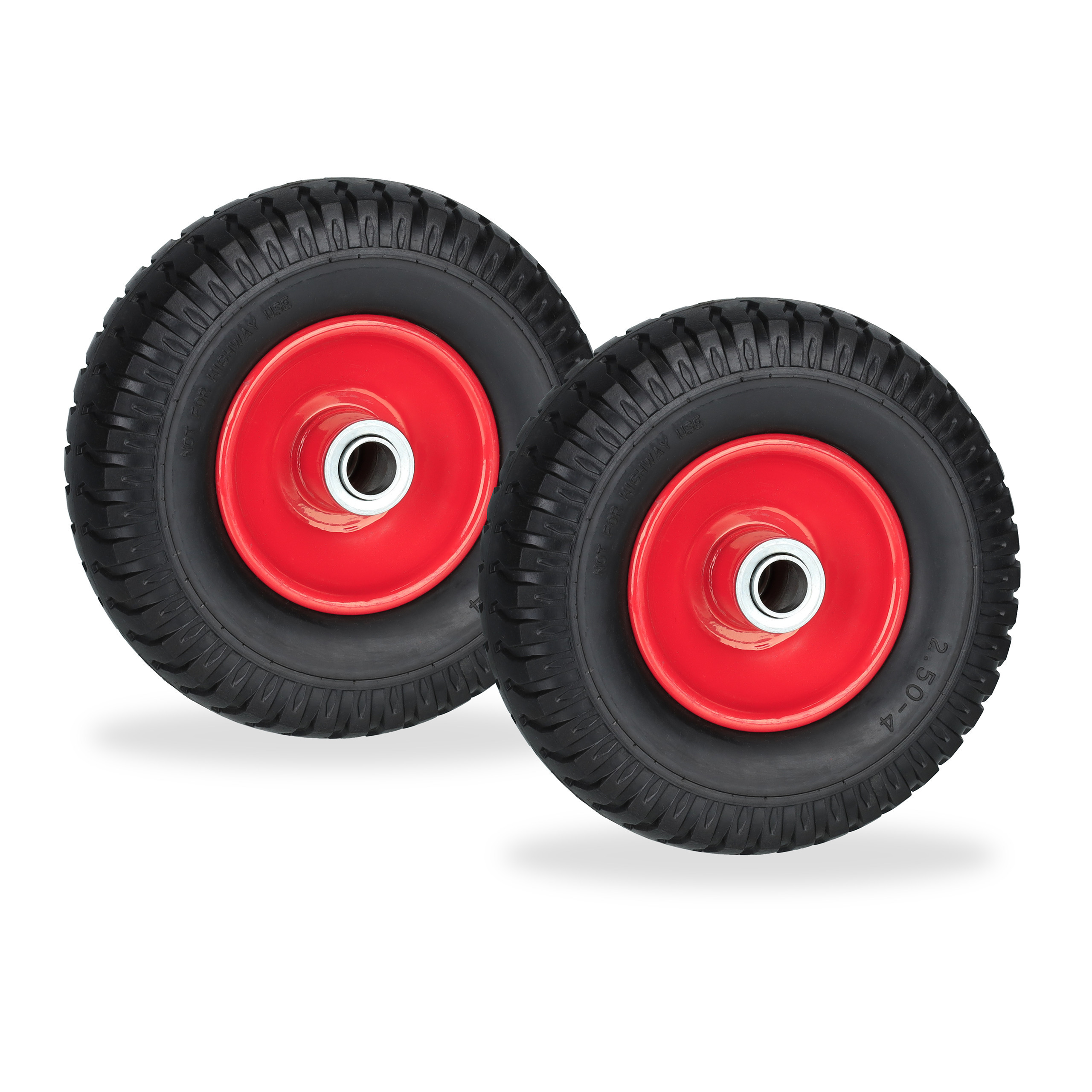 2 X Wheelbarrow Wheel In Black/red - 2.50-4
