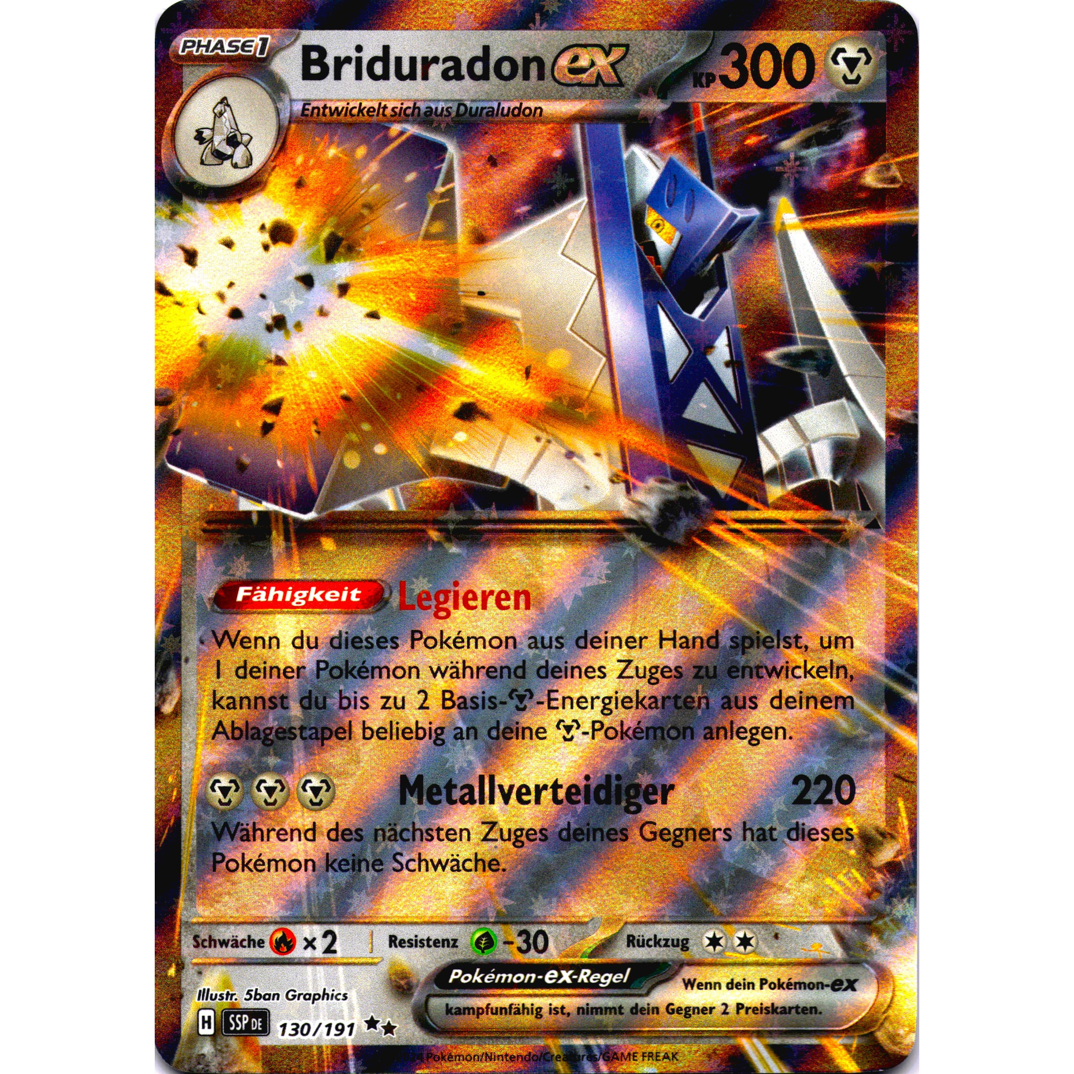 Pokémon Tcg Card - Briduradon Ex - Ultra Rare - German Version - 300 - Near Mint