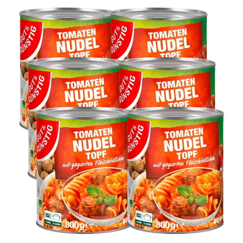 6-pack Gut&günstig Tomato Noodle Pot With Meatballs, 800g (6x800g)
