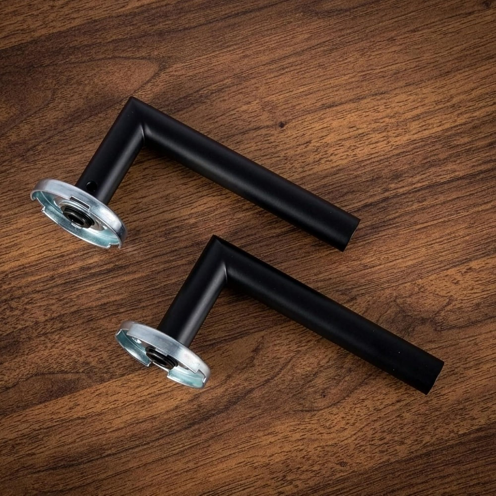 TEMU Sturdy Black Door Handle Latch Set With Screws, Privacy Fitting For Bedroom Bathroom Indoor Rooms