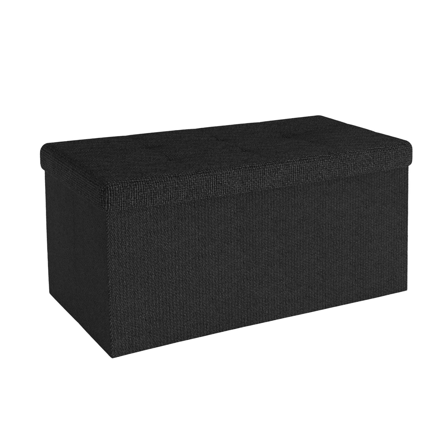 Intirilife Foldable Stool 76x38x38 Cm Ottoman Storage Cube With Lid And Storage Of Fabric With Dents - Footrest Foldable Storage Box Chest Stool