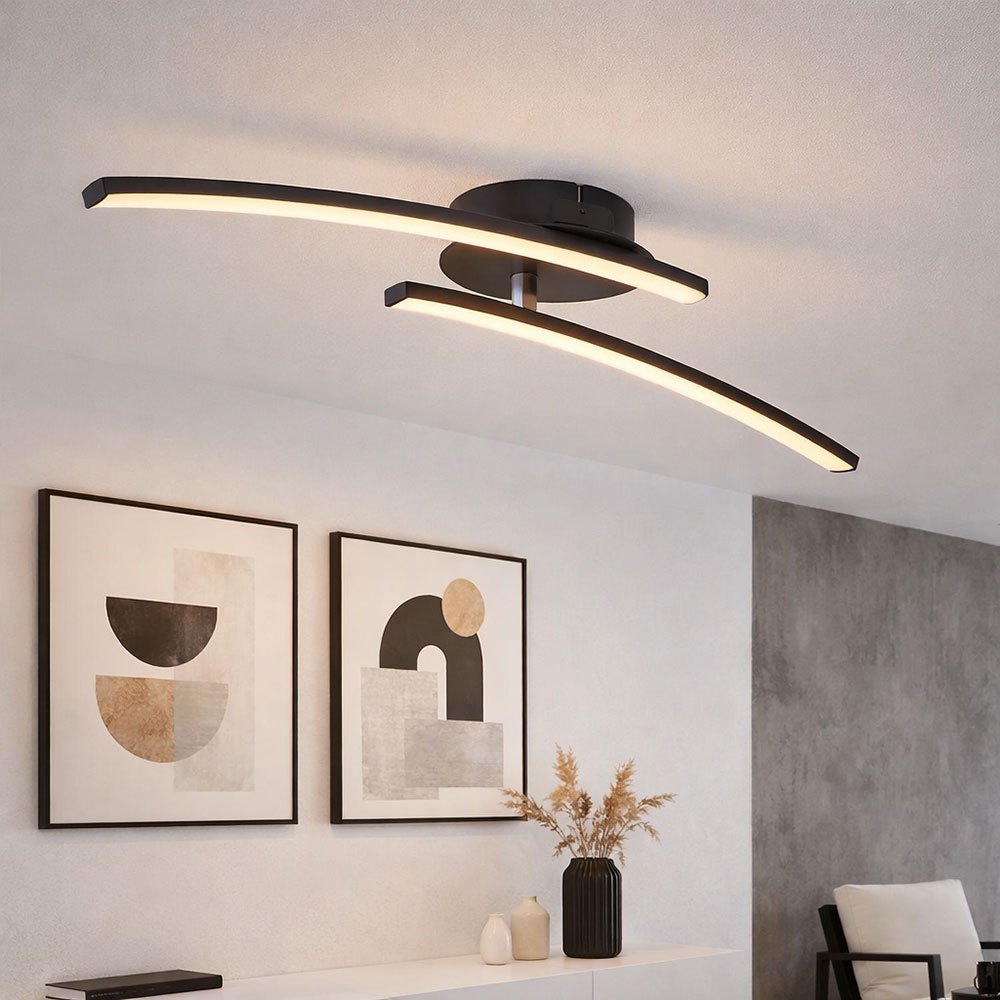 Image of Led Ceiling Light Modern Daylight Ceiling Light Living Room Ceiling Lamp, Black-matte, Bar Design, 1x Led 12w 1000lm 3000-6000k, Lxbxh 59x12x11 Cm