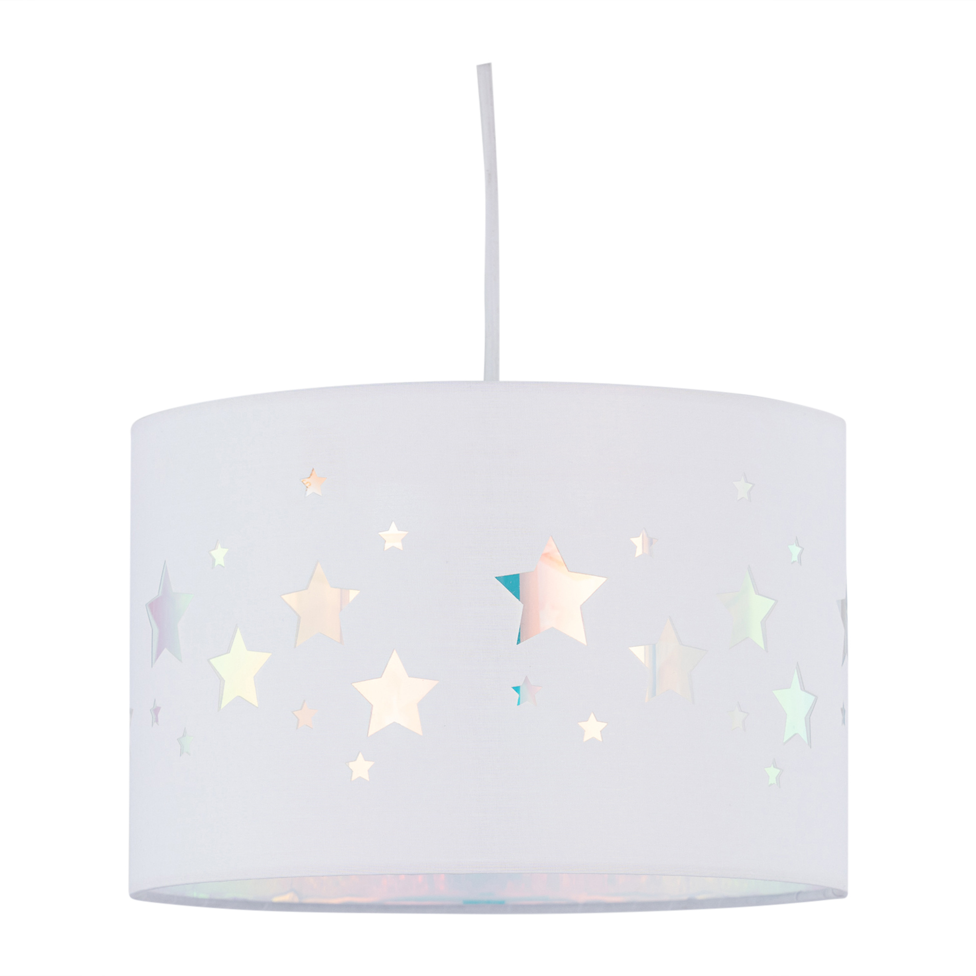 First Choice Lighting Clayton - White Easy Fit Fabric Pendant Shade with Star Cut Out