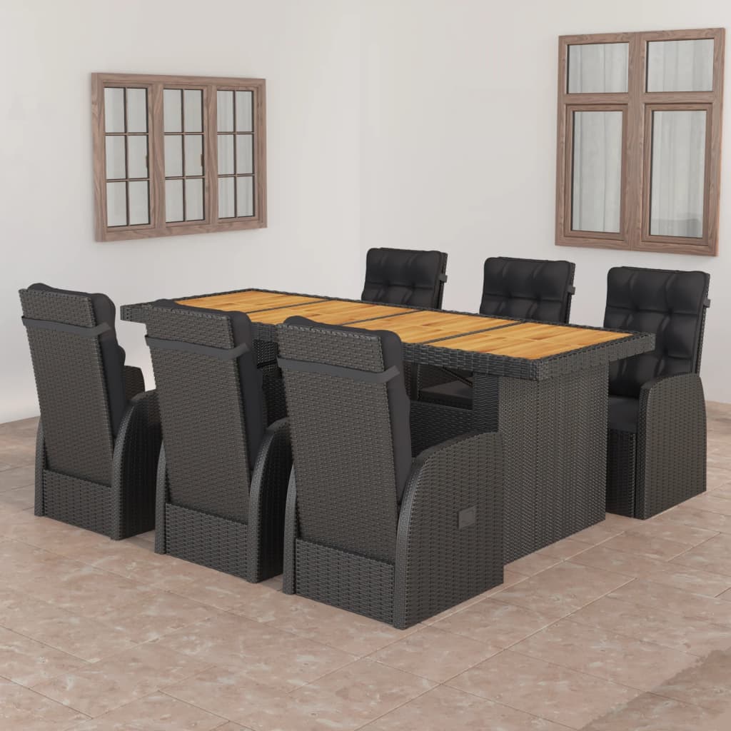 Image of Vidaxl Garden Dining Set With Cushions, Poly Rattan Outdoor Furniture Seating Group