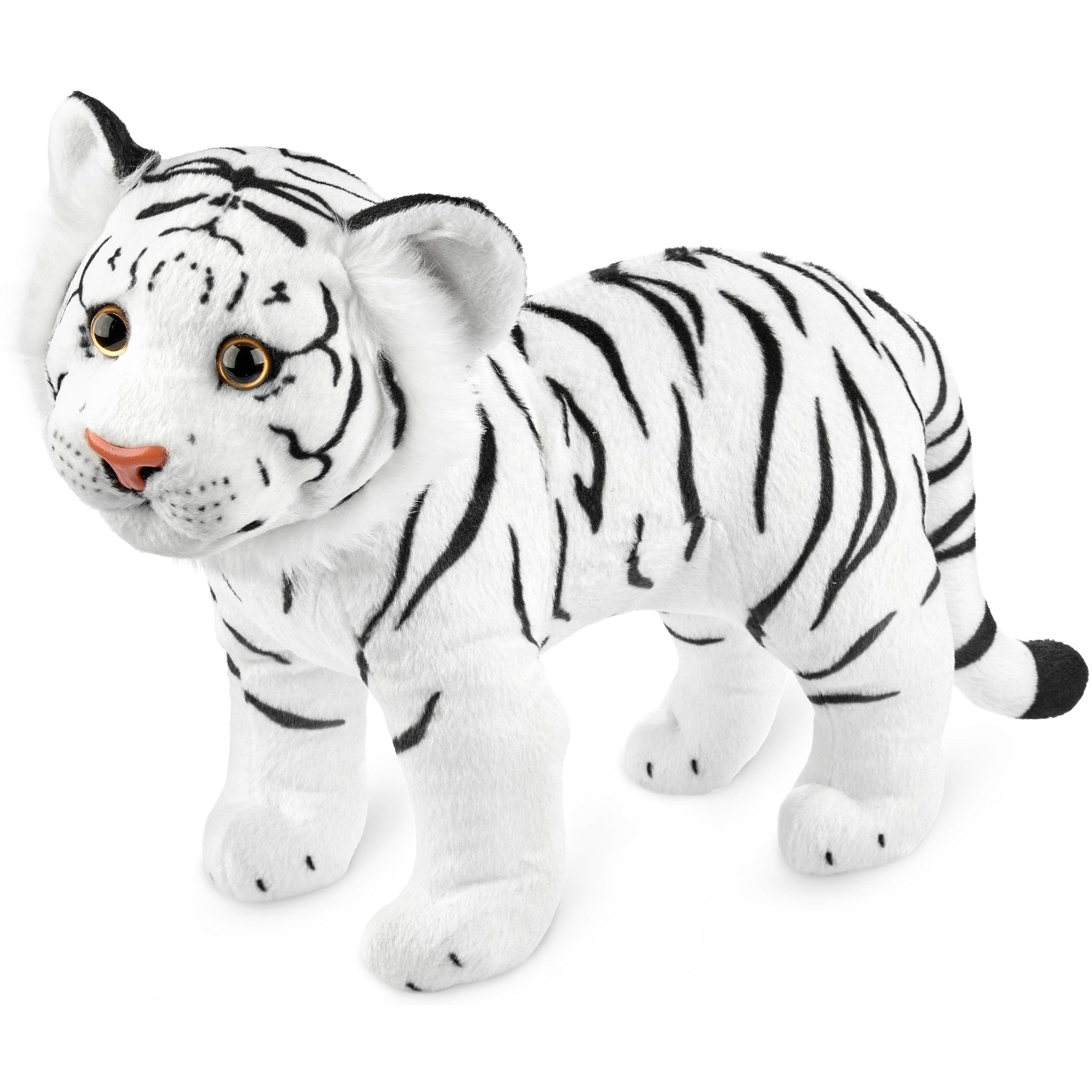 Image of Brubaker Tiger Plush Toy - 30 Cm Stuffed Animal - Baby Plush Big Cat Standing - Children's Plush Toy - White