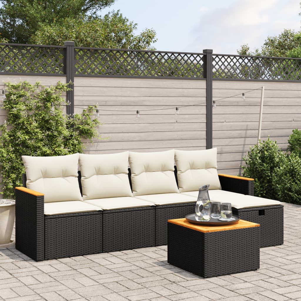 Image of Vidaxl Garden Sofa Set With Cushions 7pcs, Garden Furniture Garden Set, Seating Group Seating Set, Lounge Sofa Set Terrace, Black Poly Rattan