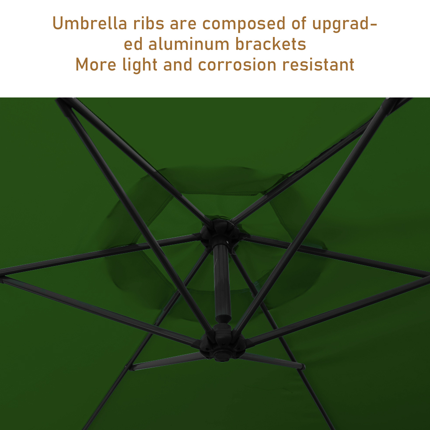 Parasol, parasol cantilever, avec support et lumière, protection solaire, protection UV jusqu'à UV30+, ouverture et fermeture faciles, pour jardin, terrasse, 300 cm