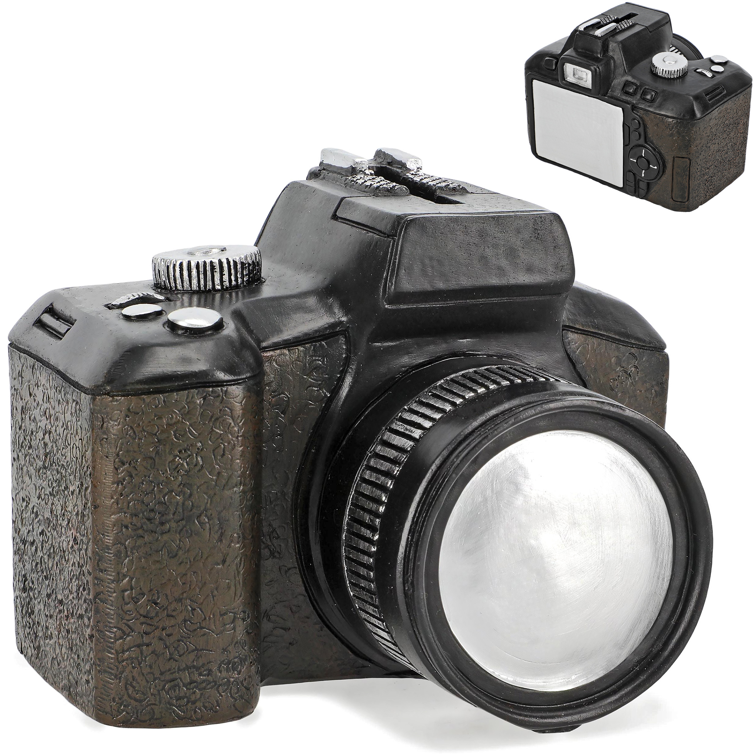 Image of Xl Piggy Bank - Camera / Photo Apparatus / Slr Camera - Stable Savings Box Made Of Resin - Funny Whimsical Camera Lens - Travel Case Vacation Re...