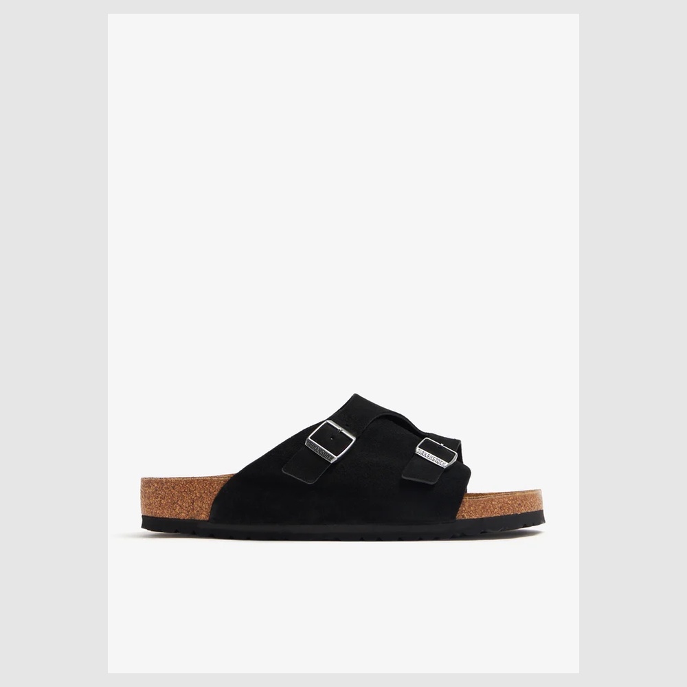 Image of Birkenstock Unisex Black Slides, Slip-on Footwear For Everyday Wear, Post-workout, Pool, Beach, And Relaxation