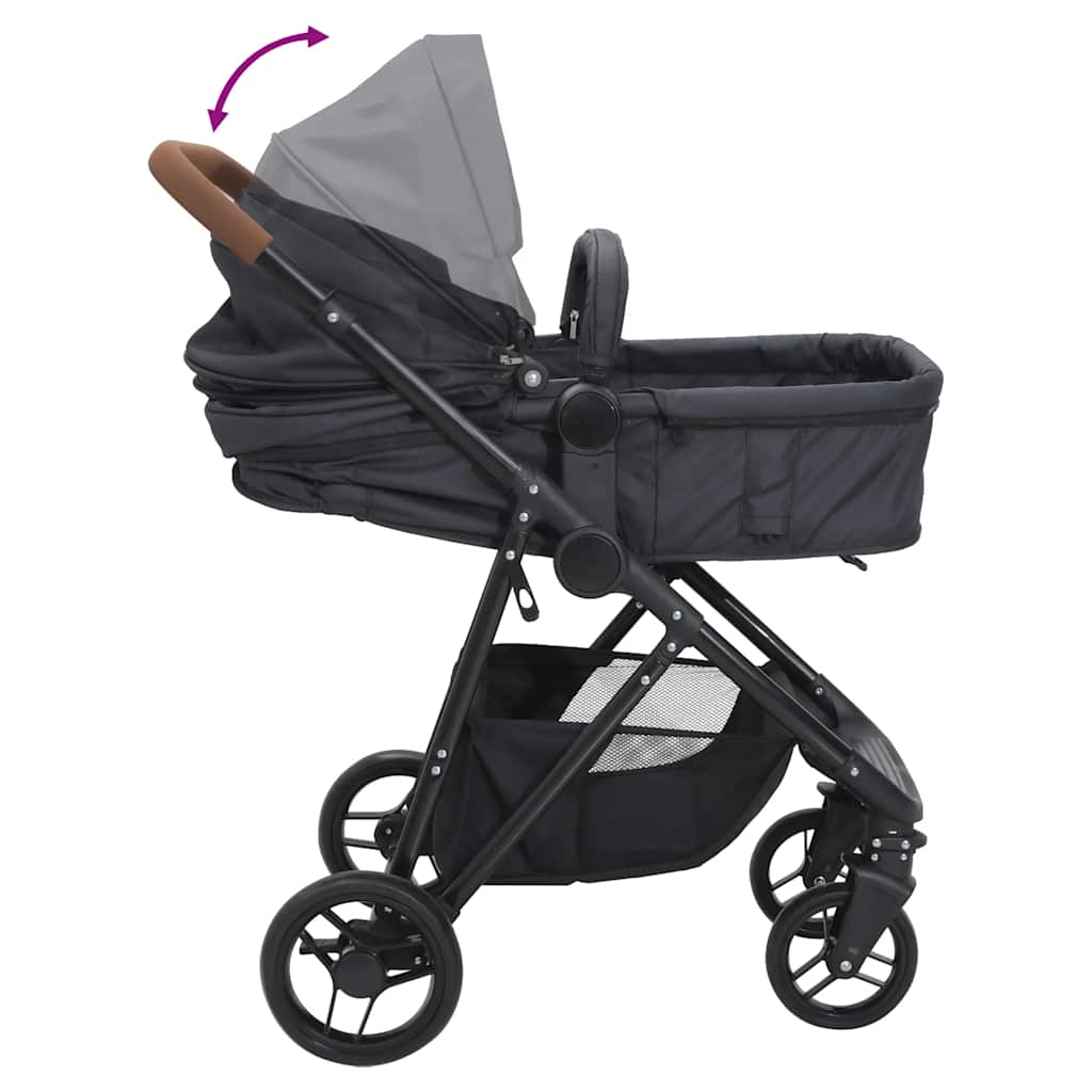 Twee-in-één Babywagen, Antracietgrijs en Zwart, Staal, Babywagen
