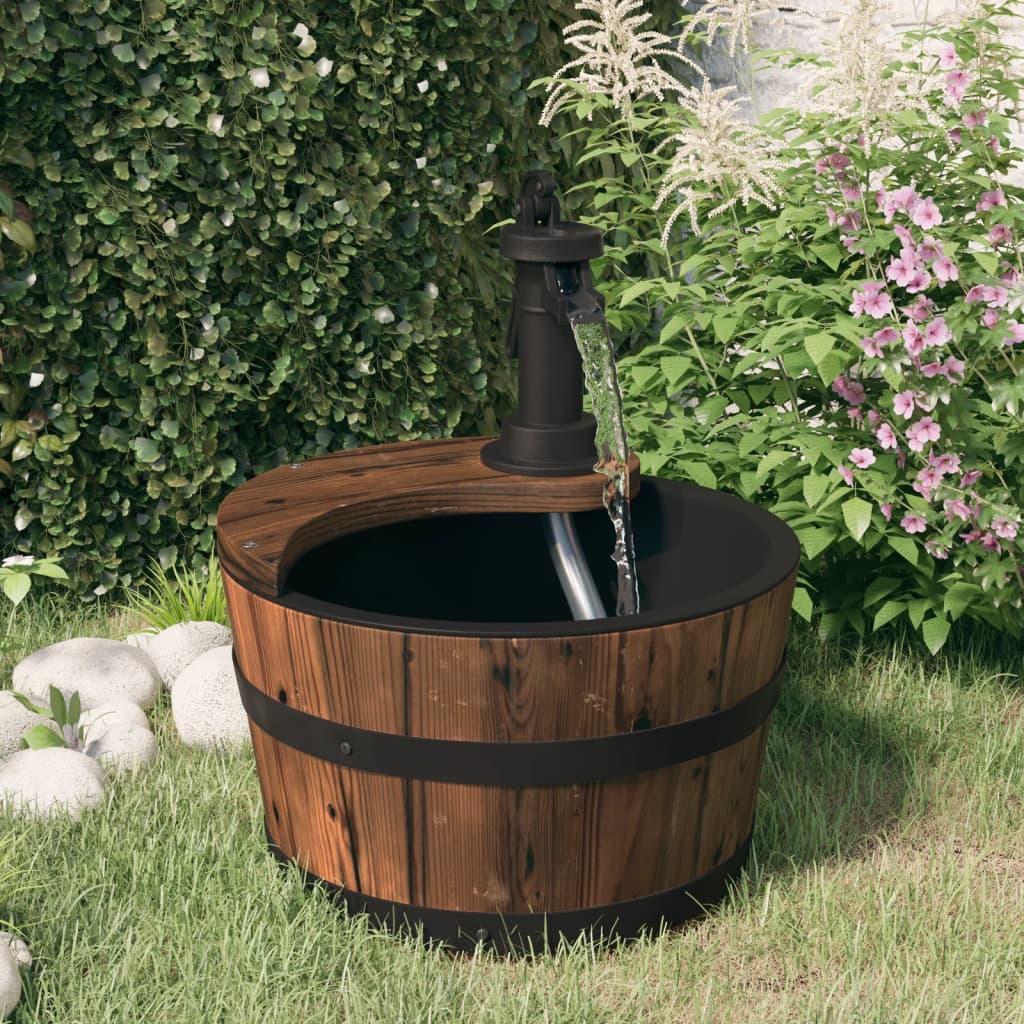 Image of Vidaxl With Pump, Fountain With Wooden Frame, Water Fountain For Garden Decoration, Water Feature Ornamental Fountain, Solid Wood Fir