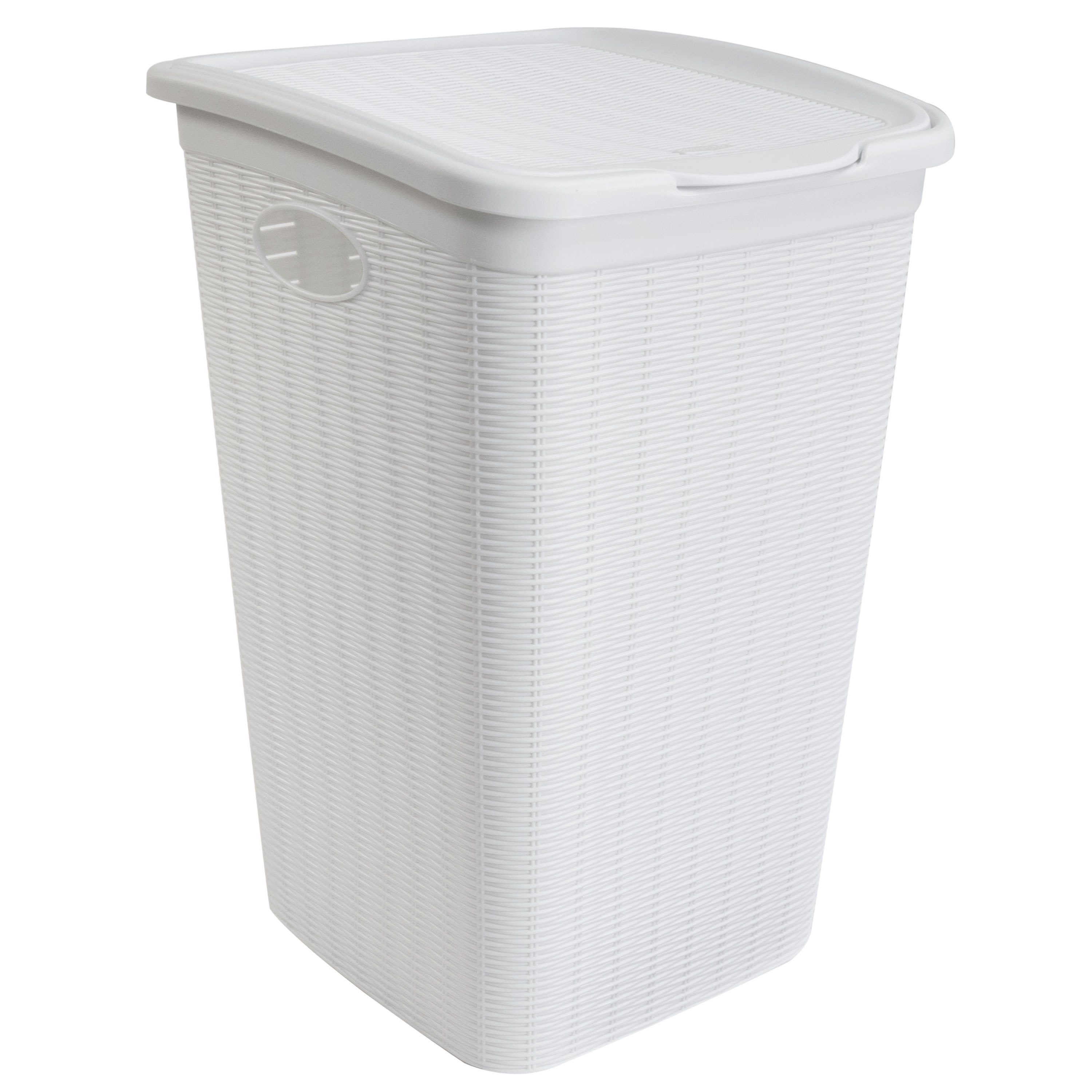Image of 50l Large Laundry Basket - Rattan Look With Lid - Laundry Collector With Holes 38x36x54cm Laundry Sorter Household Basket Plastic Laundry Chest Laundry Tub Laundry Bag