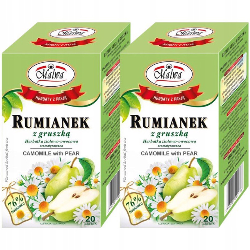 Image of Malwa Tea 100% Chamomile With Pear 20tb X 2pcs
