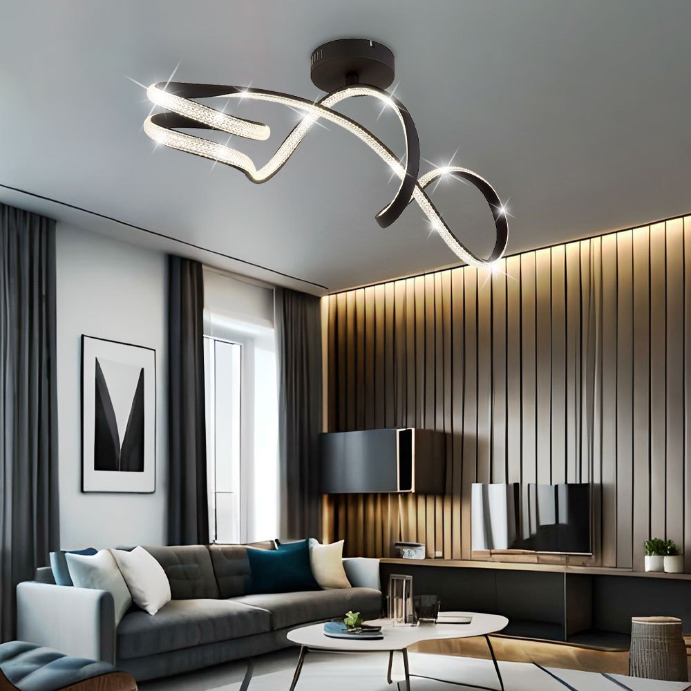 Ceiling Lamp Ceiling Light Living Room Lamp Crystal Chandelier Black Led .8 Cm