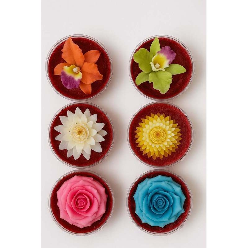 6-piece Set Of Floral Soap In Round , Scented , Gift Decoration