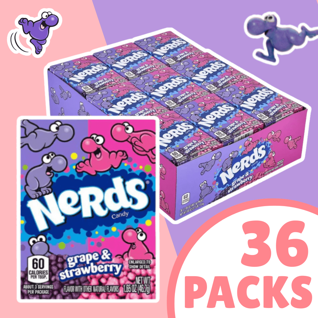 36x Nerds Grape & Strawberry - 36x46, 7g (1 Carton) - Crispy Grape & Strawberry Sugar Dragees