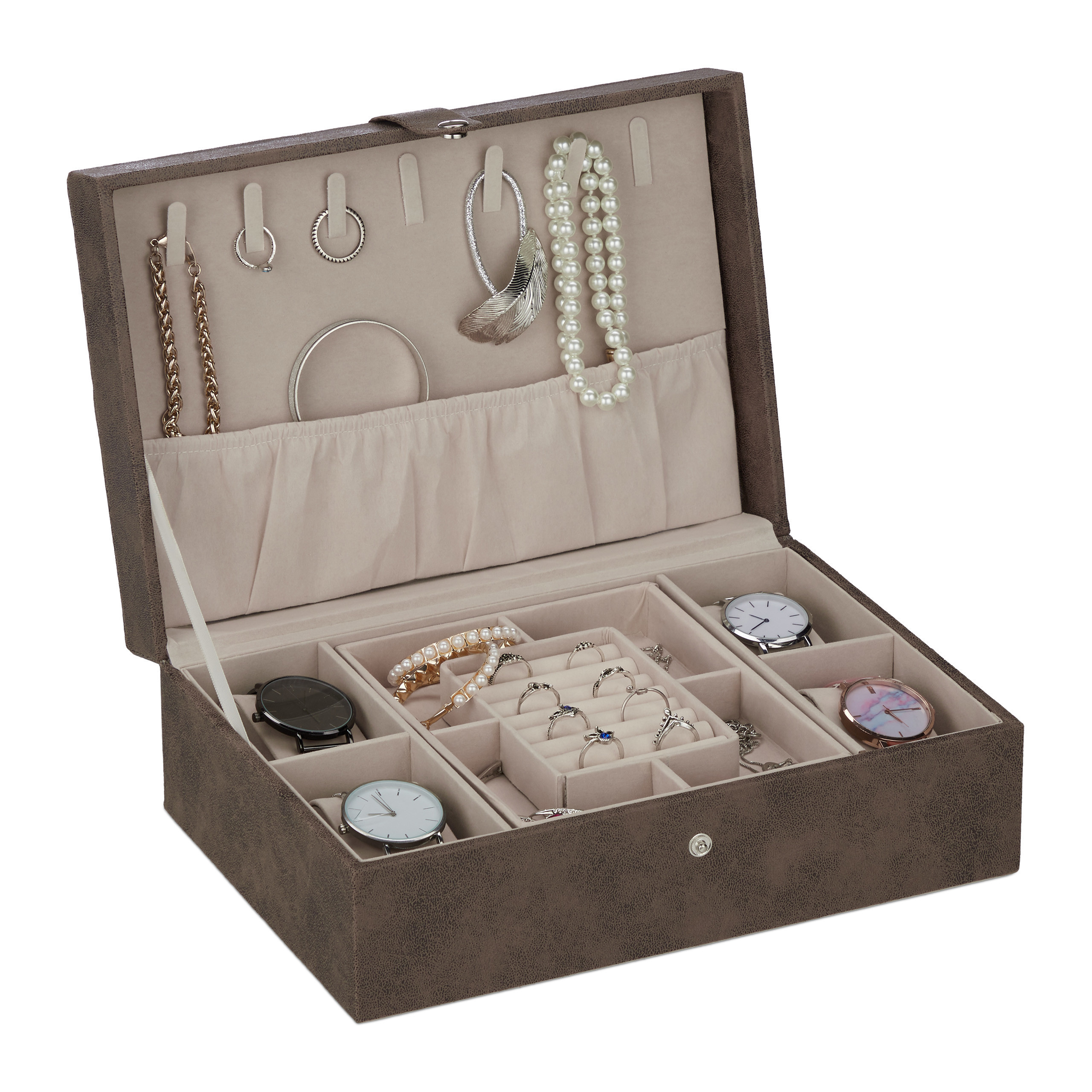 Jewelry Box In Brown - (w)29 X (h)10 X (d)20 Cm