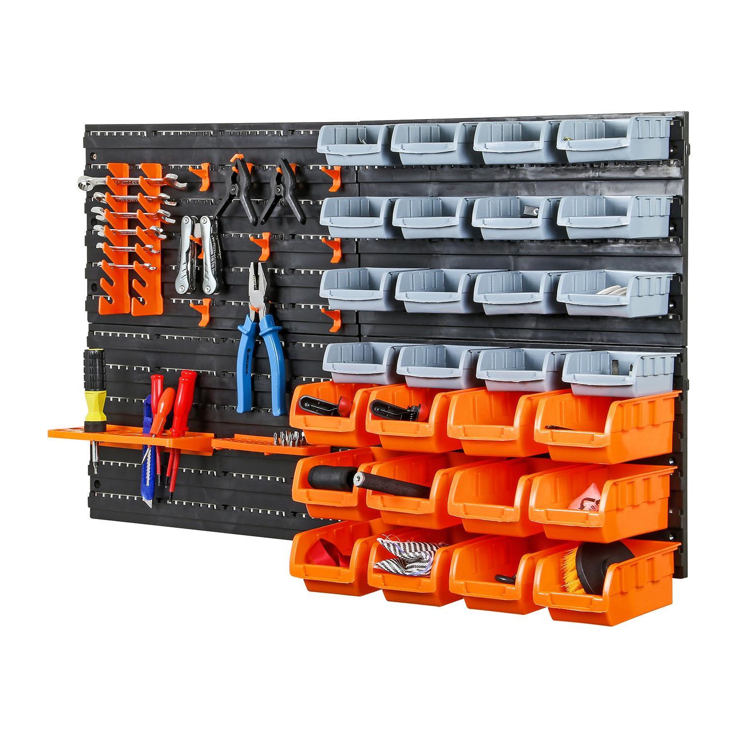 TEMU 44pcs Wall Mounted Backboards, Which The Storage Bins - Diy Shed Storage Box Rack Plastic Drawers | Garage Shelving Units | Versatile Storage