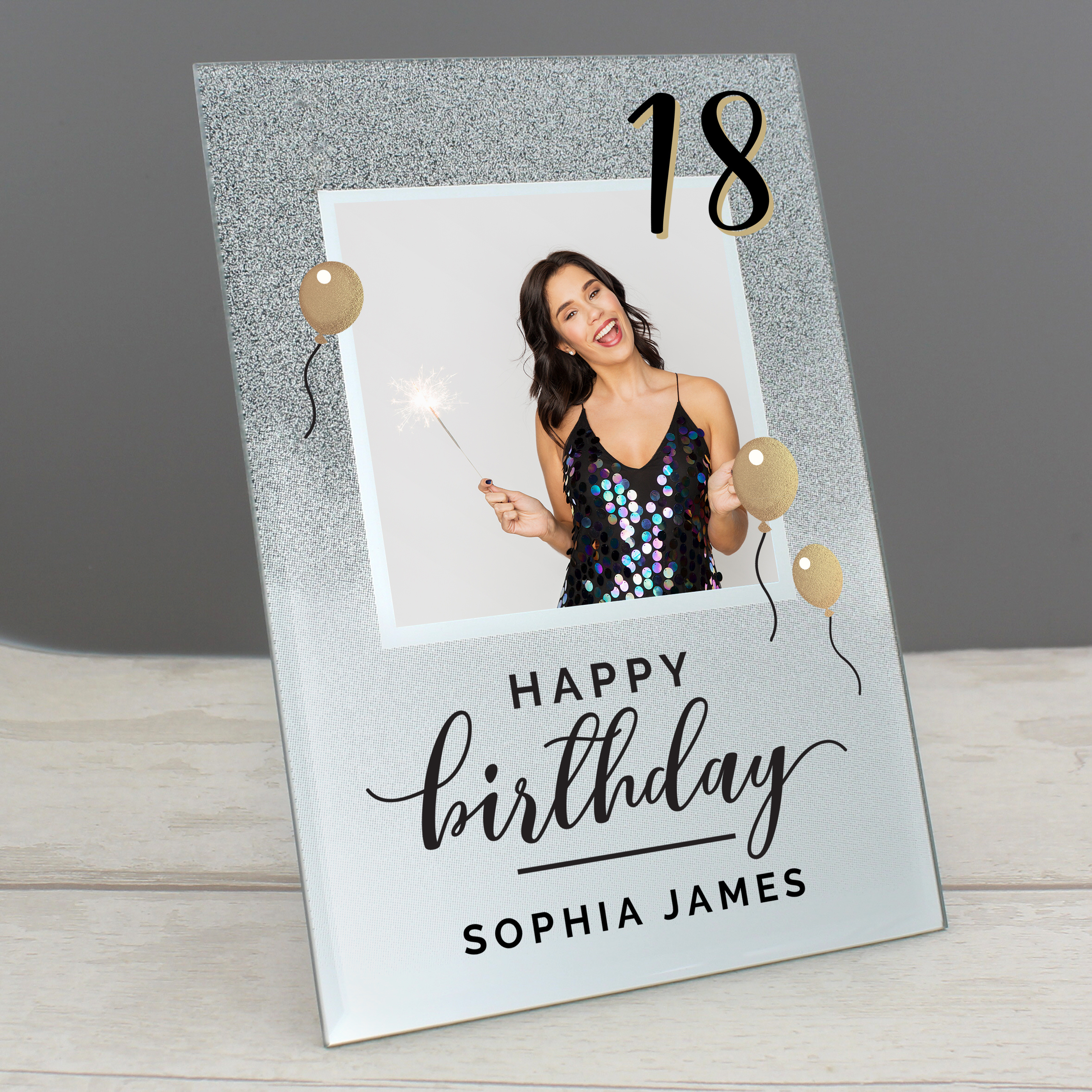 Personalised Birthday Glitter Glass Photo Frame