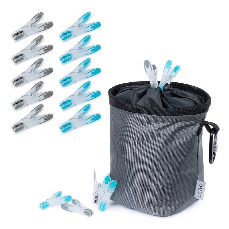 LIVIVO Waterproof Peg Bag with 50 Heavy Duty Pegs in Grey