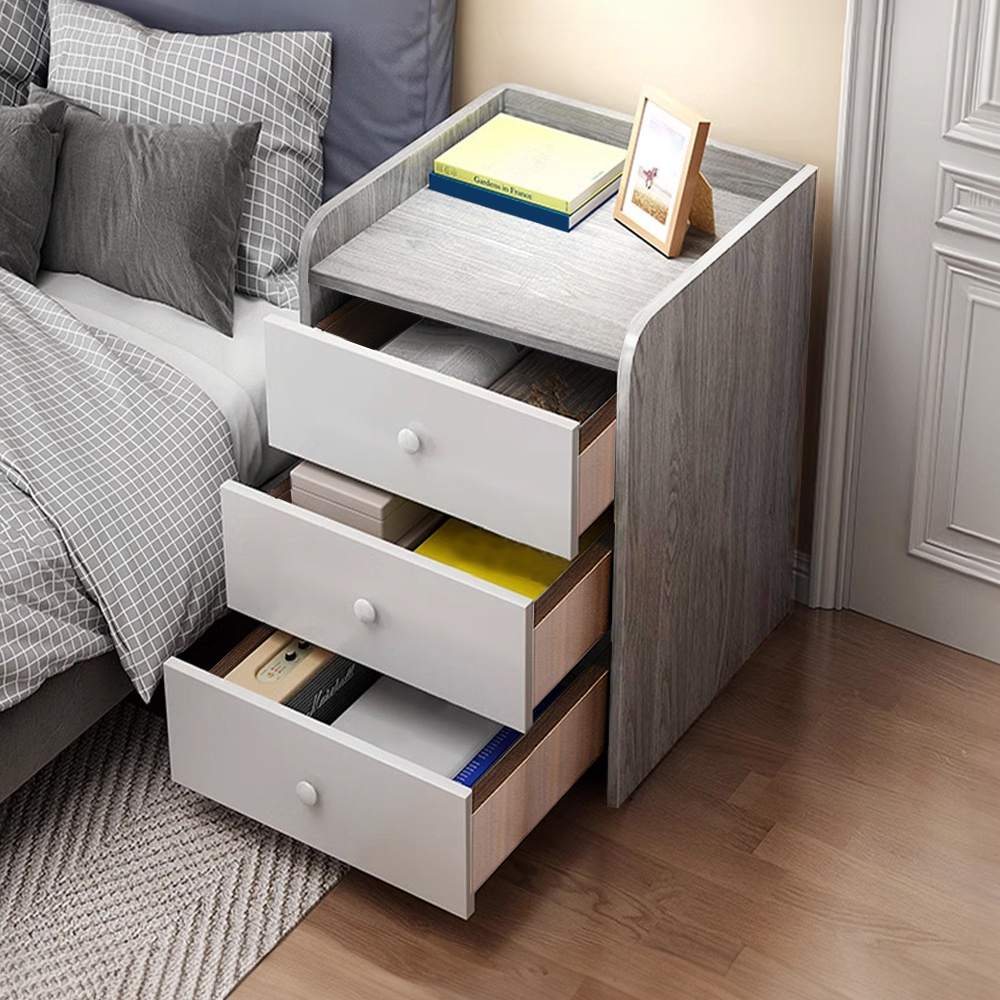 TEMU Bedside Table With 3 Drawers, Bedside Cabinet, Wooden Modern Nightstand With Storage For Living Room, Small Sofa Side End Coffee Tea Tables