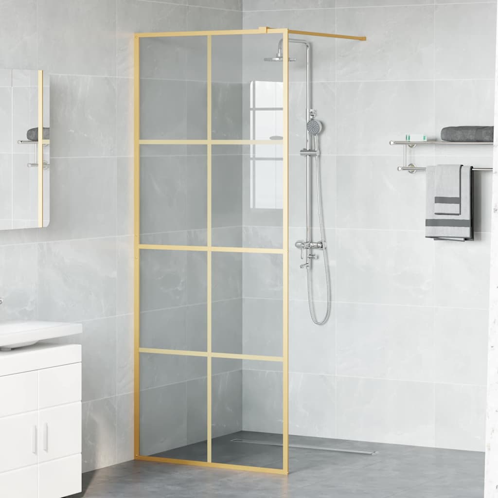 Mayfair Walk-in Shower Wall Gold 80 x 195 cm Tempered Glass