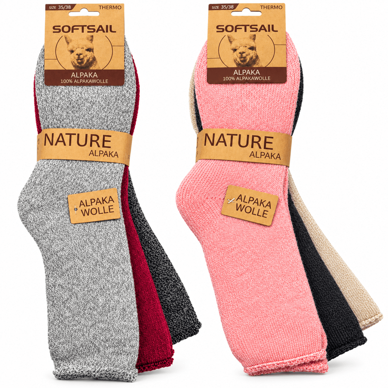 Image of 3/6/9 Pairs Women's Alpaca Socks 95% Alpaca Wool – Warm Thermal Winter Socks – Sizes 35-38 & 39-42 Random Color