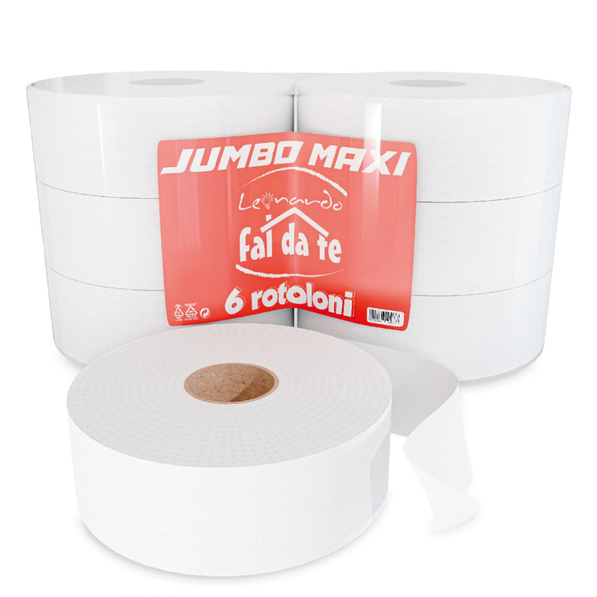 TEMU Leonardo Fai Da Te - Rotoli Carta Igienica 9.600 strappi - Confezione da 12 rotoli in 100% cellulosa