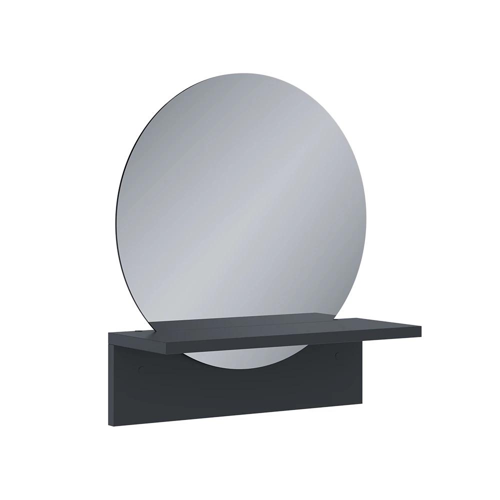 Image of Black Bathroom Mirror With Shelf, 40 .5 Cm, Hanging Mirror With Storage, Mdf, 15 Mm