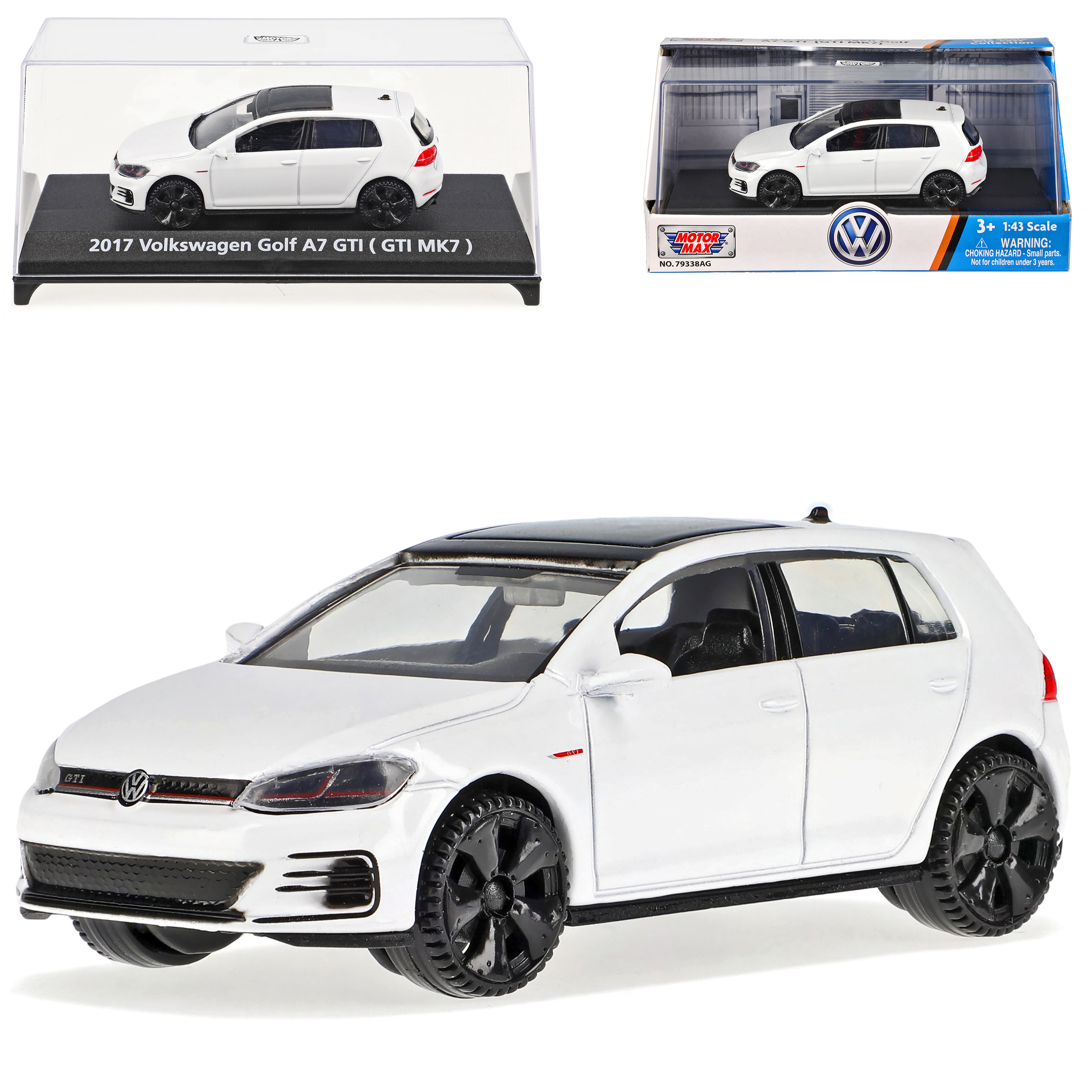 Vw Golf 7 Vii 5-door White 2012-2021 With Base Case 1/43 Model Car