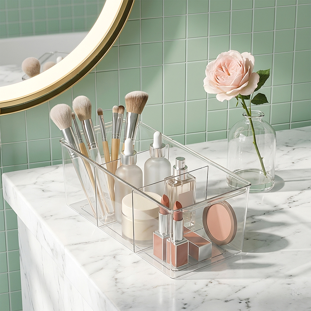 Vanity Table Cosmetic Storage Box with Dividers