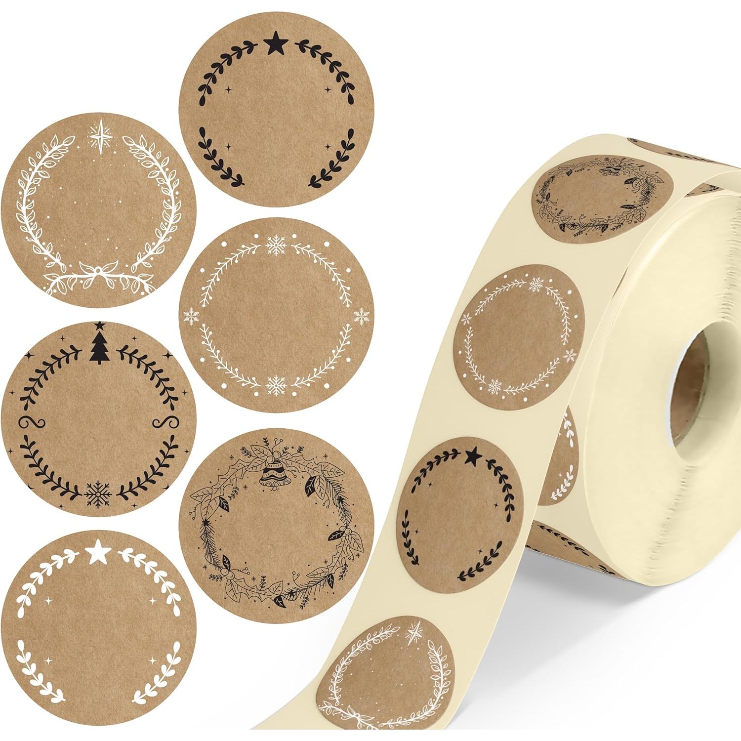 Image of Colortouch Christmas - 500 Sheets Of Paper Optics Christmas Labels - Round Roll Christmas Stickers - Christmas Decorations, Paper Bags, Merry Christmas Sticker