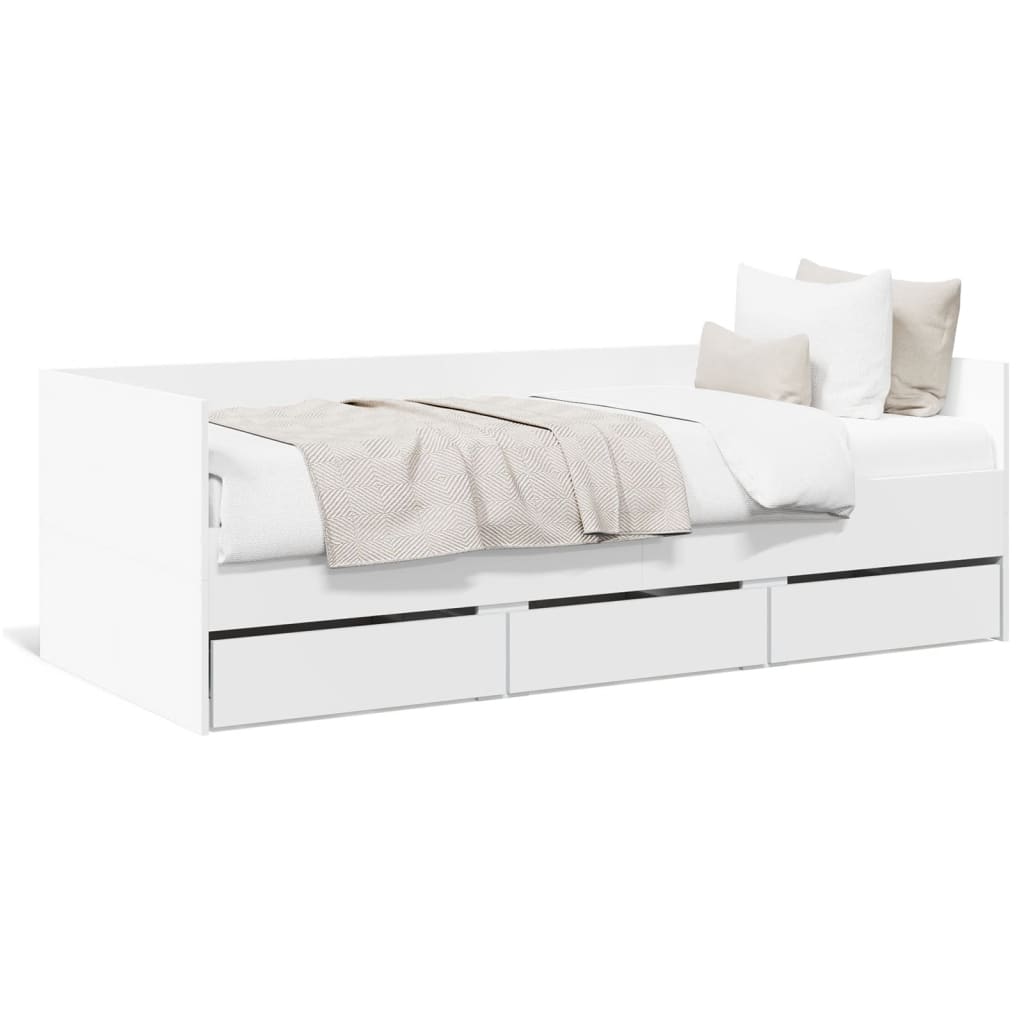 Bed for Living Room and Bedroom, Daybed with Drawers without Mattress White 90x200 cm