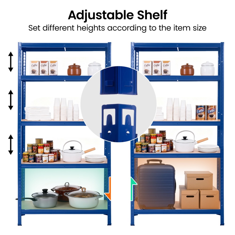 5-Layer Heavy-Duty Shelves, Adjustable Height