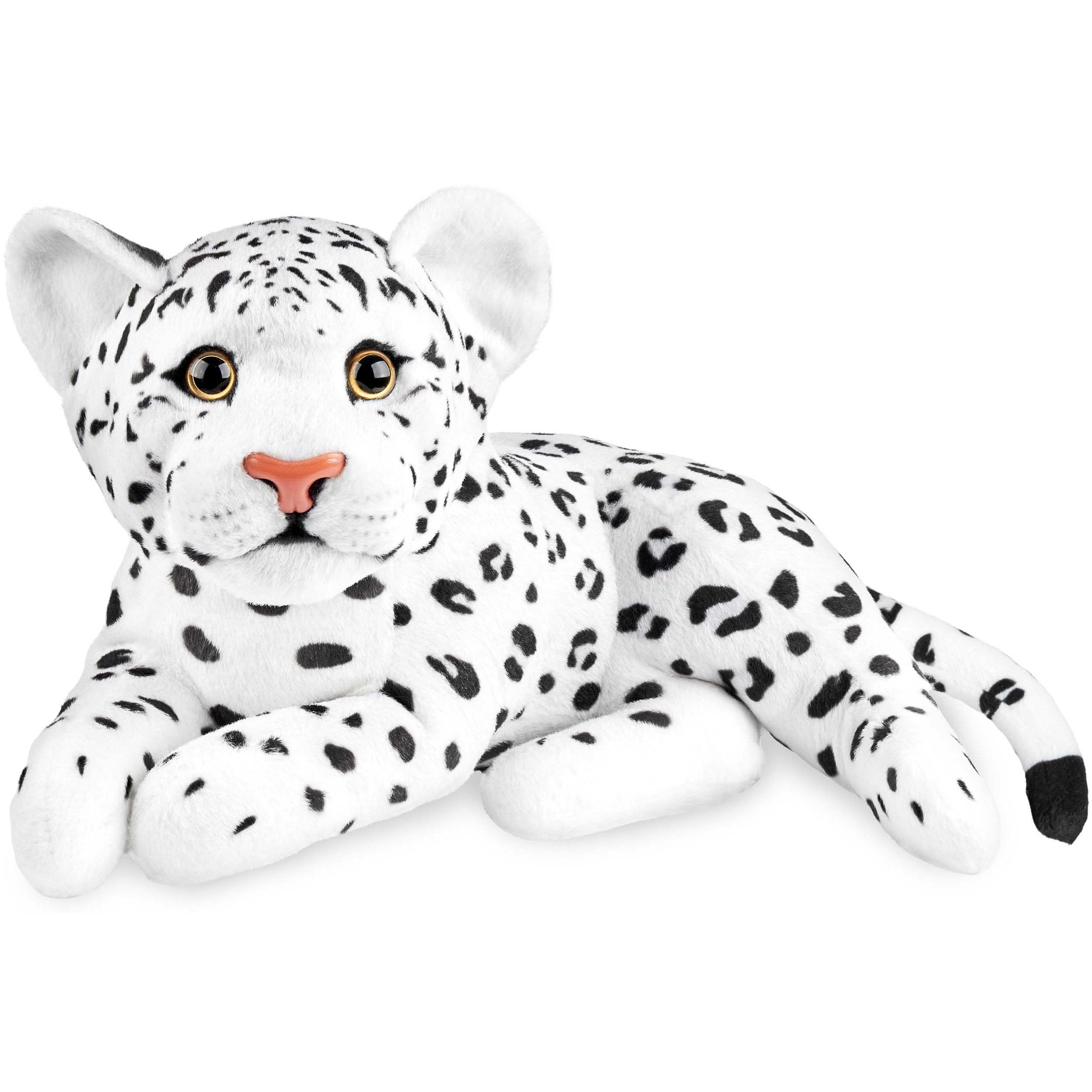 Image of Brubaker Leopard Plush Toy - 30 Cm Stuffed Animal - Baby Plush Big Cat Lying Down - Children's Plush Toy - White