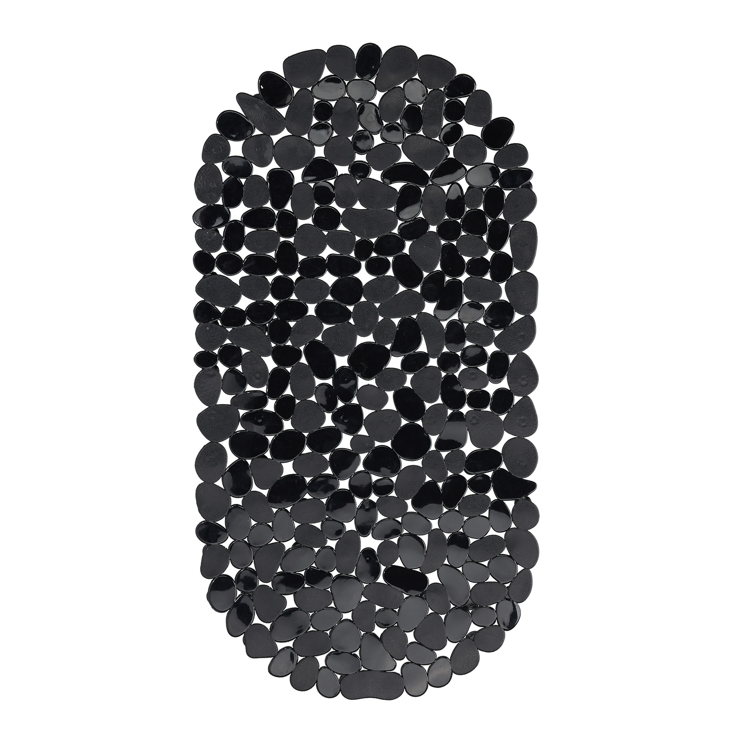 Image of Stone-look Bathtub Mat, Non-slip, 36 X 68 Cm, Pvc, Black, Oval, Washable, With Suction Cups, Textured Surface, For Bathtubs And Bathrooms, Bathtub Insert, Bathtub Liner, Bath Mat, Relaxdays