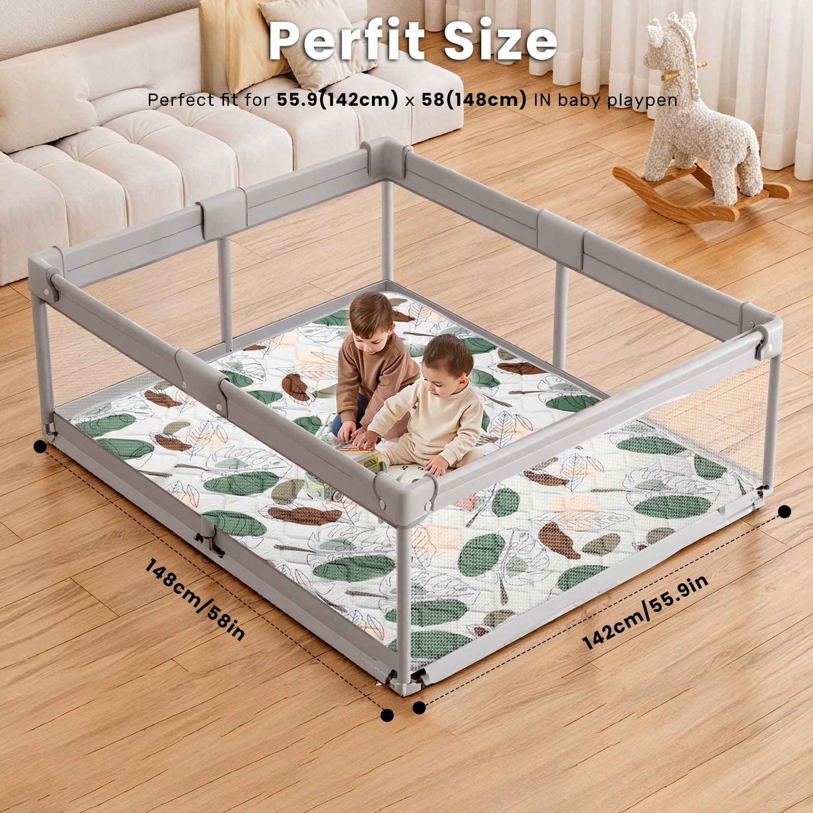 AGISLONE Baby Play Mats, Crawling Playpen Mat, Thicken Soft Padding Foam Playmat for Babies And Toddlers Infants, Foldable Crawling Mats