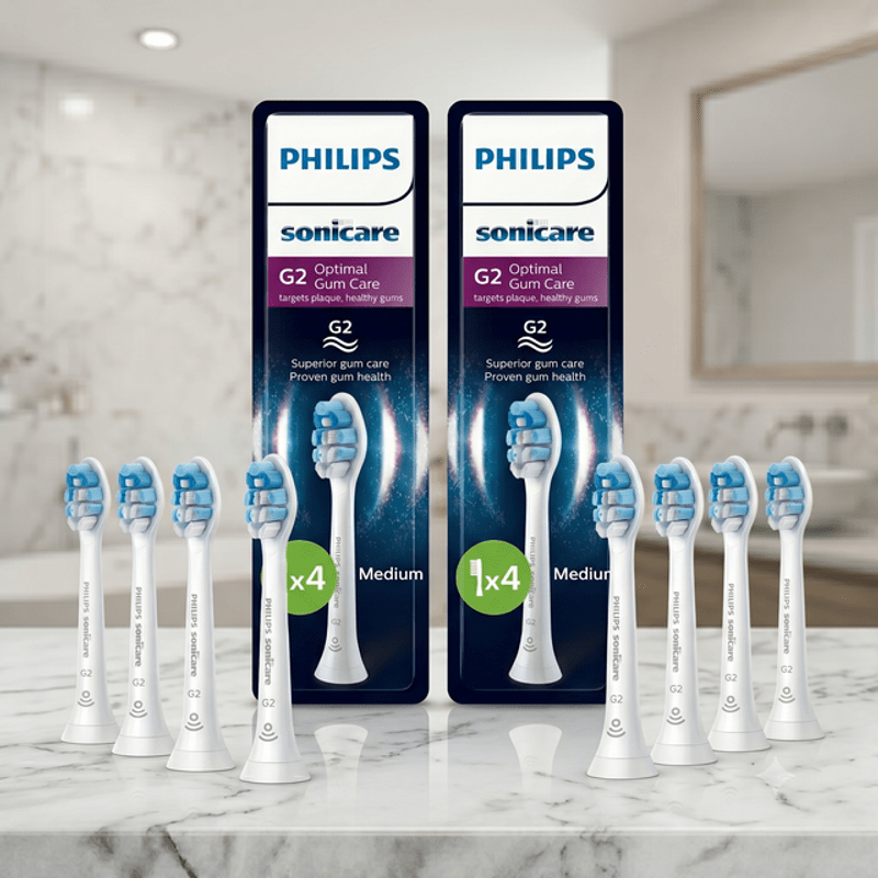 Image of Brush Heads Compatible With Sonicare | 8-pack (2x Set Of 4) Replacement Brushes White W2 White | Electric Toothbrush Replacement Brush Heads | Whitening & Deep Cleaning