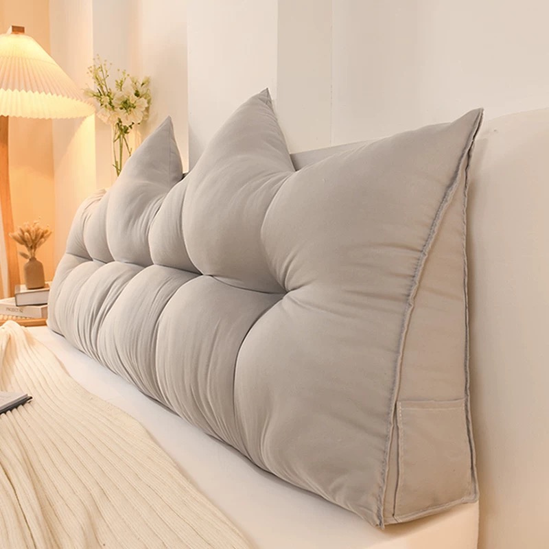 TEMU Large Solid Color Headboard Cushion For Home Use, Triangular Tatami Anti-collision Soft Package Support Reading Pillow, Double Sofa Lumbar