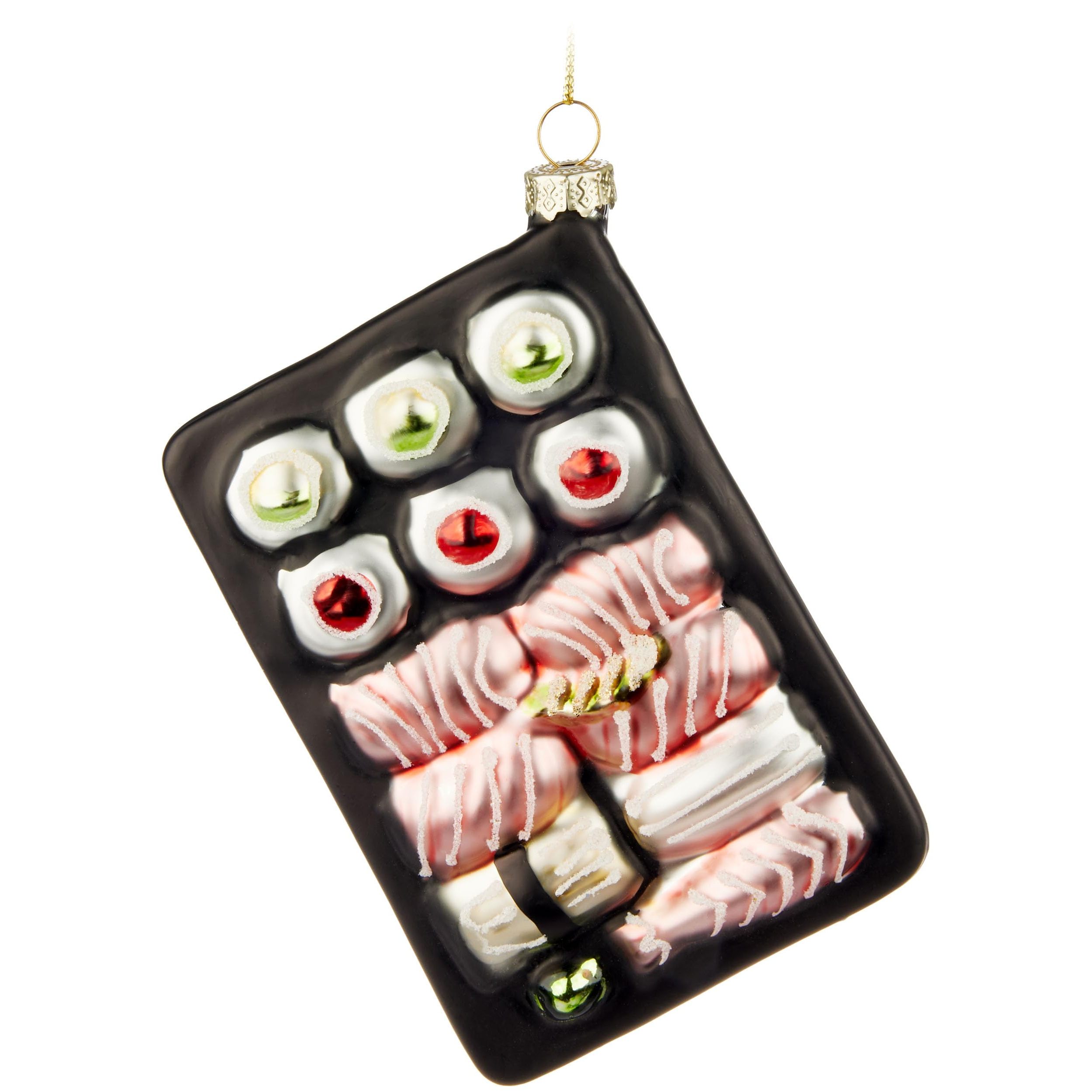 Image of Brubaker Sushi Box Christmas Glass Ornament - Hand-painted And Mouth-blown - Funny Christmas Tree Decoration - Food Figures Christmas Decor Pendant - Decorative Tree Ornament
