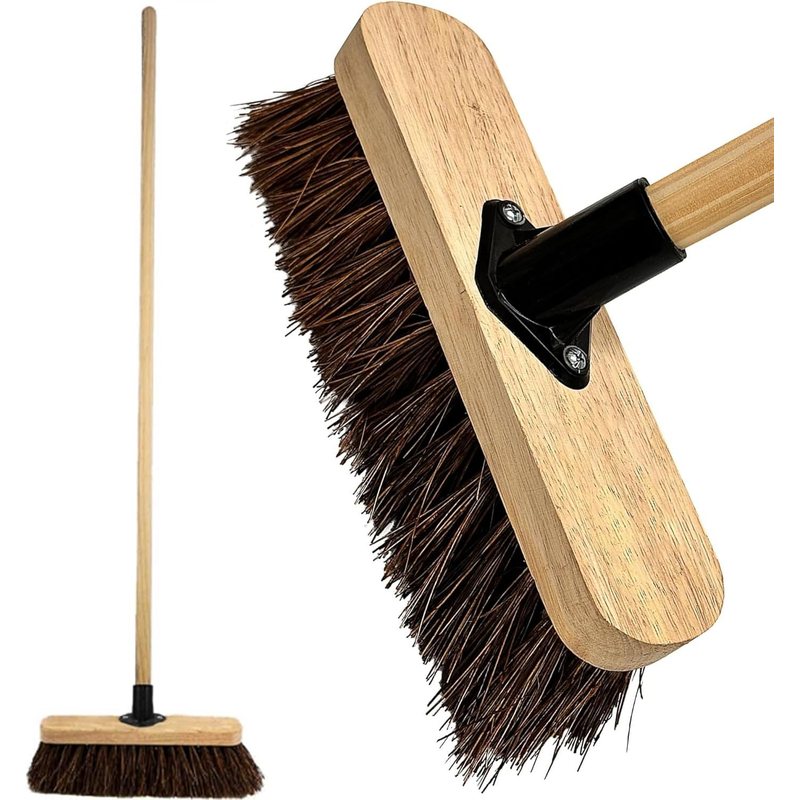 TEMU 10" Outdoor Garden Broom With Wooden Handle