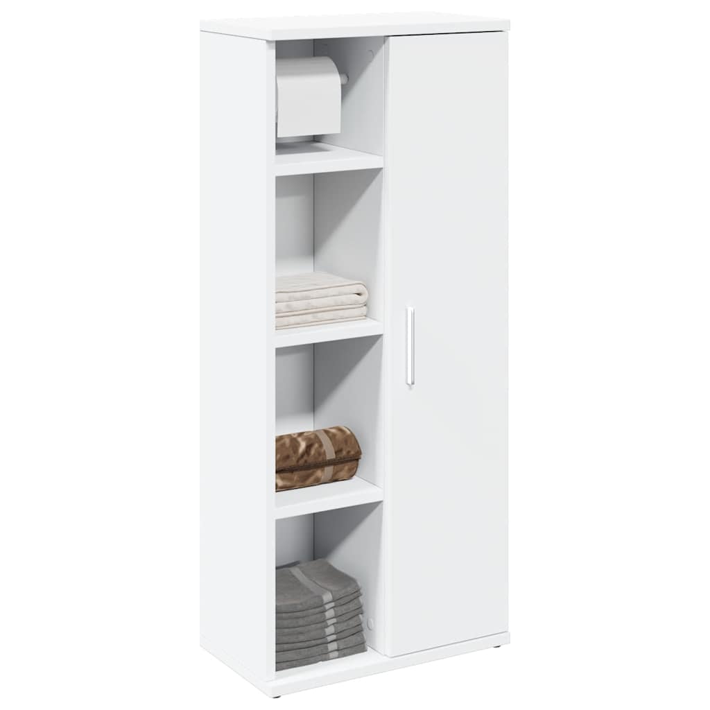 Image of Vidaxl Bathroom Cabinet With Towel Rack Holder, White, 39x22x90 Cm, Bathroom Cabinet, Bathroom Furniture, Washbasin Cabinet, Bathroom Cabinets, Bathroom Furniture