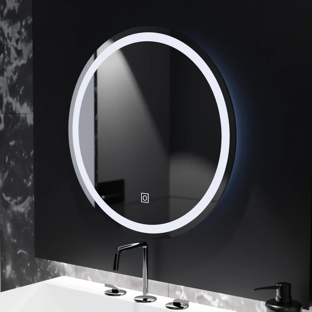 TEMU Espejo LED con garantía de 2 años, 70 cm, básico, diámetro de 70 cm, 6000k, material de cristal, fuente de iluminación incluida, tipo de táctil,