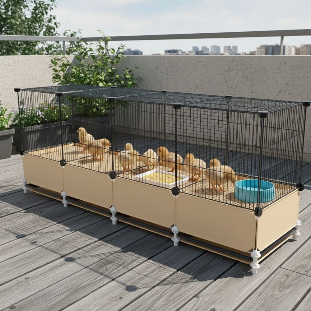 TEMU Metal Chicken Coop With Wheels And Cleaning Tray For Laying And Mobility - For Small Poultry