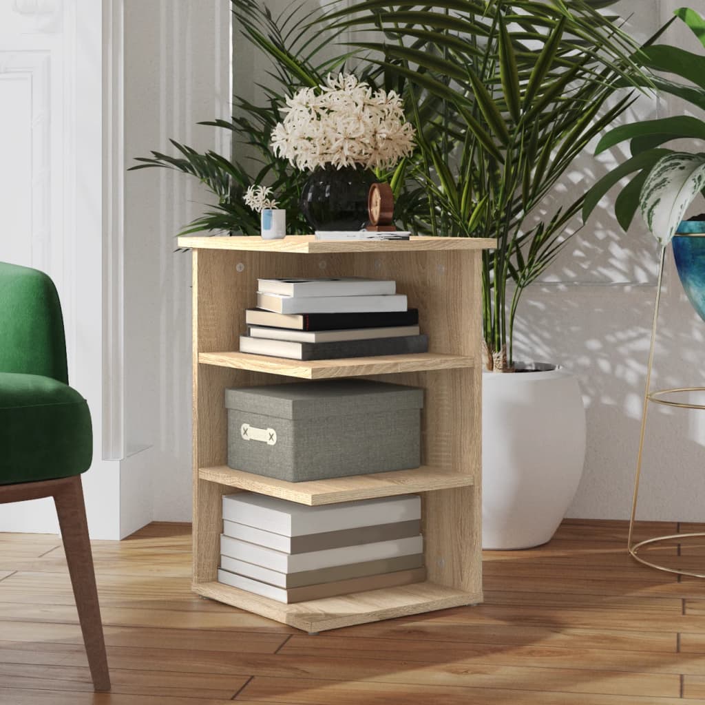 Image of Vidaxl Side Table Shelf Bookshelf Decorative Shelf Storage Shelf Side Table Side Cabinet Standing Cabinet Oak 35x35x55cm Wood Material