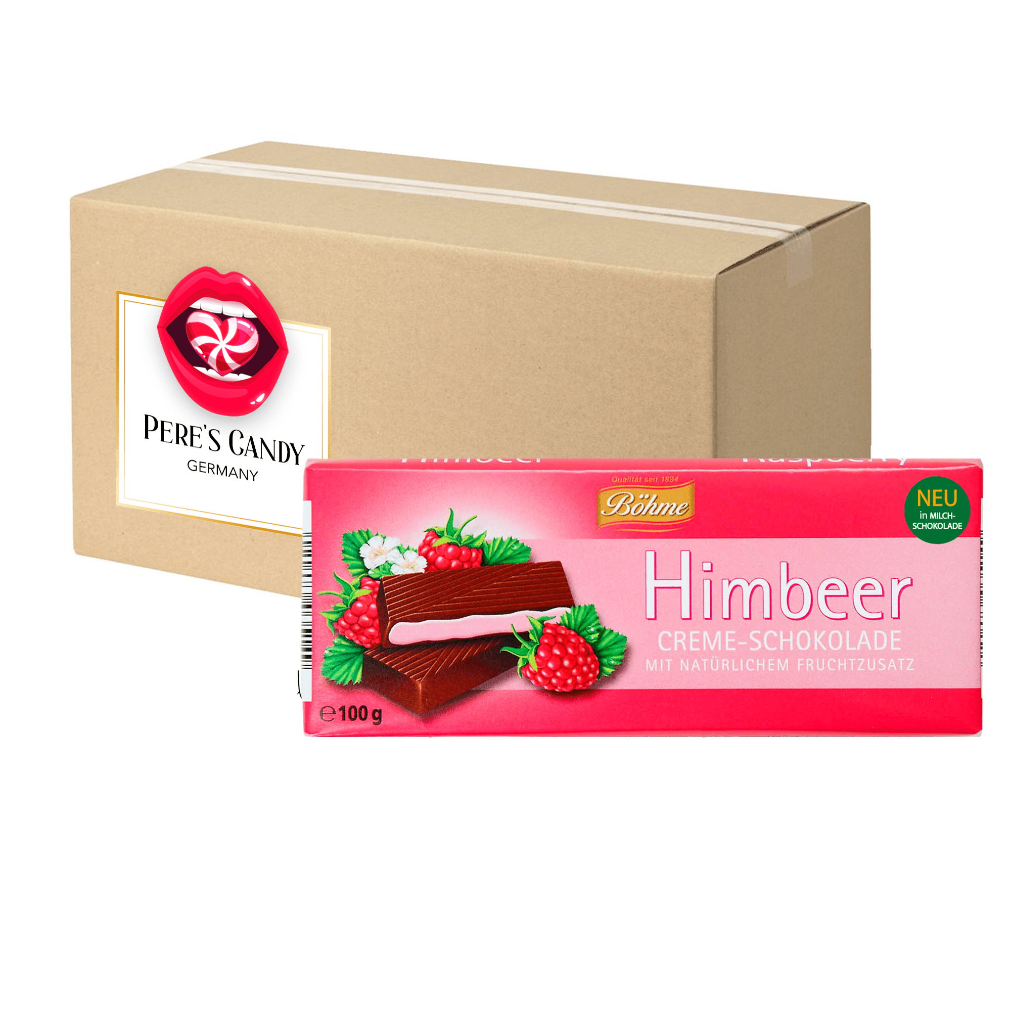 Böhme Raspberry Cream Milk Chocolate 10x100g