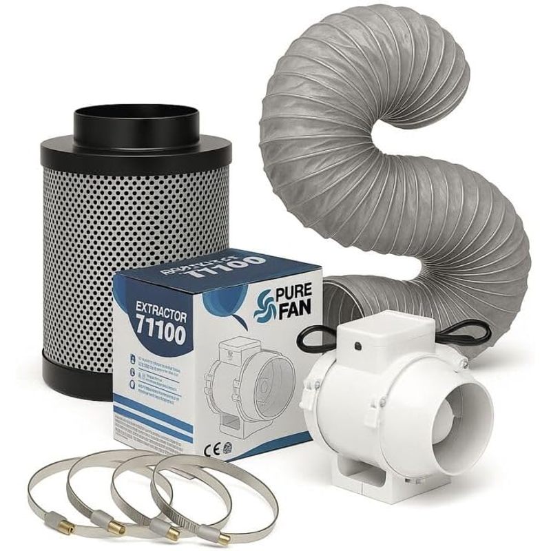 Image of Exhaust Active Carbon Filter Set Ventilation Set - Indoor Installation Ventilation Set Pipe Fan Grow-box Ventilation System Ventilation Unit