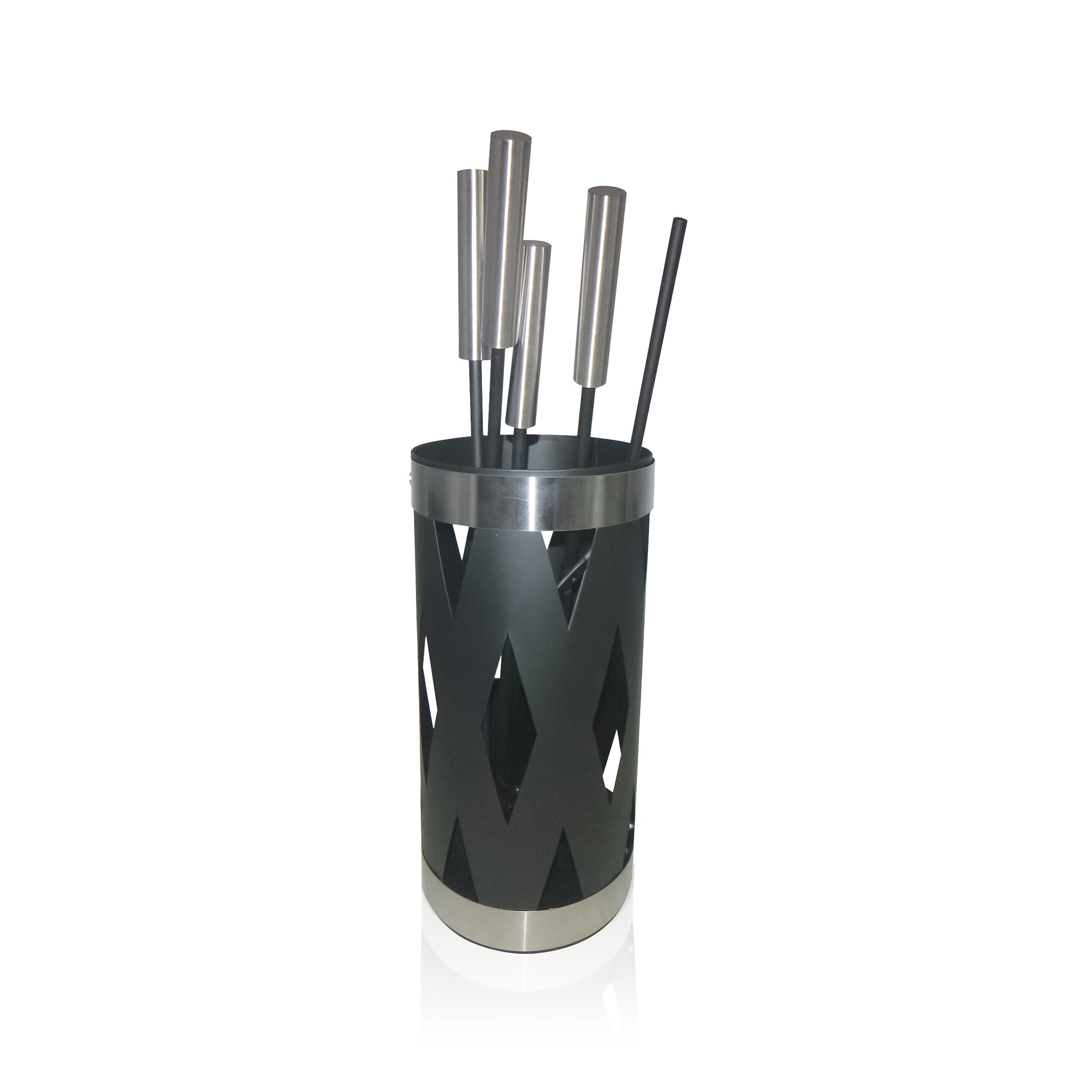 5pcs Fireplace Tool Set In Black/silvery